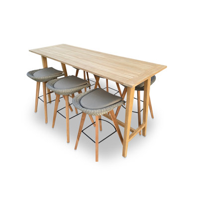 Ensemble de bar Leandra avec matériau extérieur en bois massif