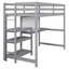 Lit mezzanine simple en bois avec tablettes, bureau, tableau d'écriture - ornement gris 3 po-869509118-869509117