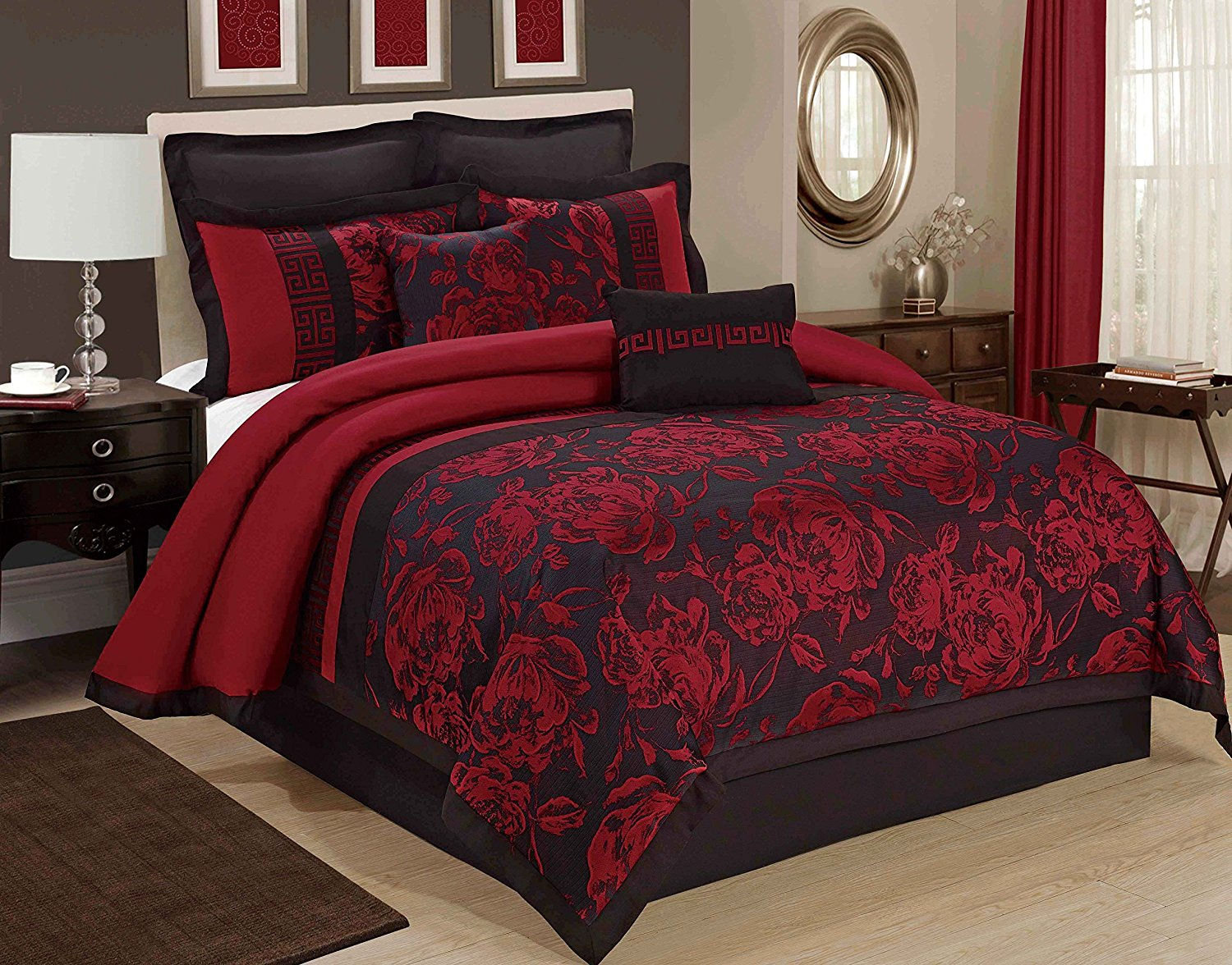 Microfiber 8 Piece Comforter Set - Queen
