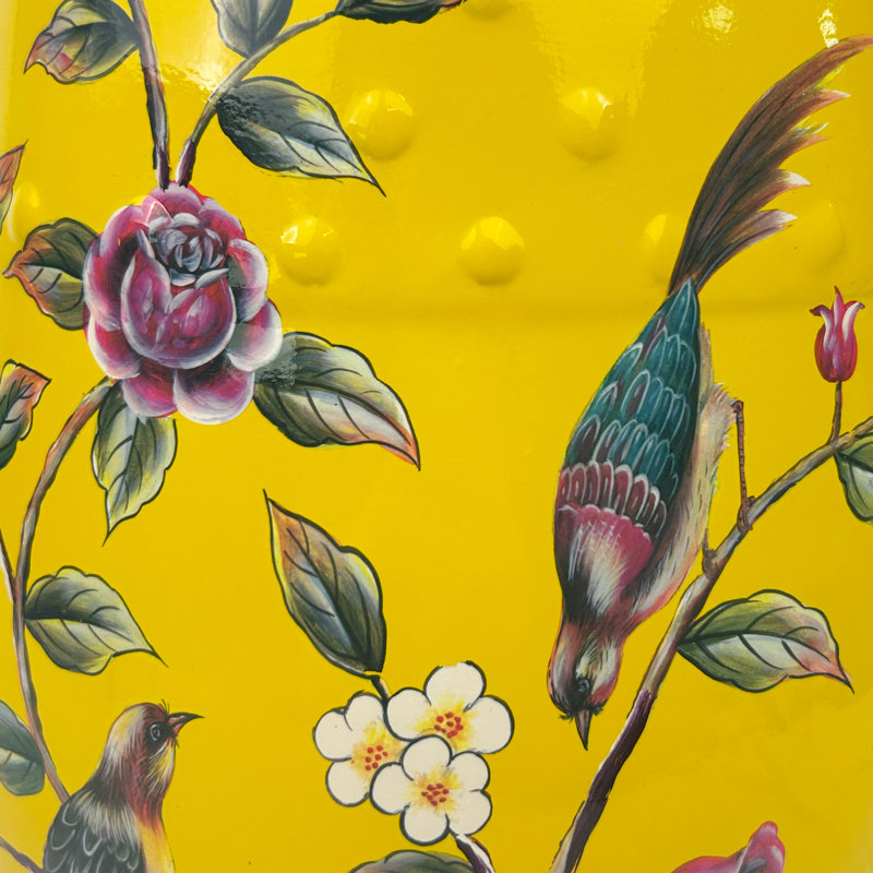 Tabouret en céramique fleur et oiseau