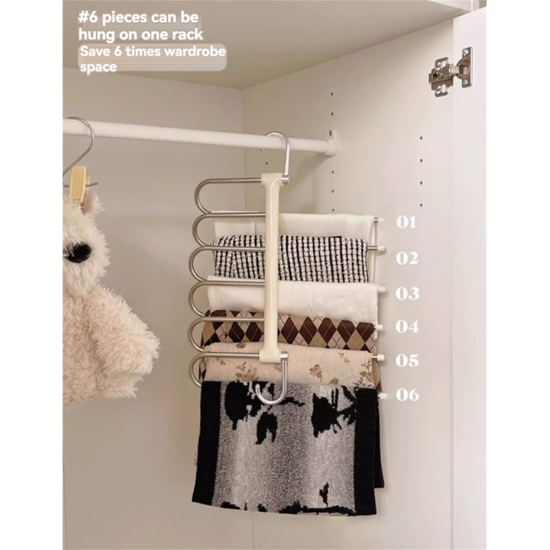 Cintre pour pantalons pliable en acier inoxydable, 6