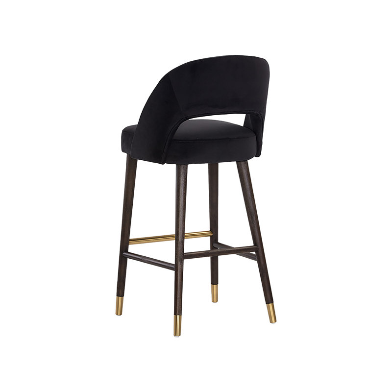 Monae Upholstered Stool, Counter Stool (26" Seat Height), Black