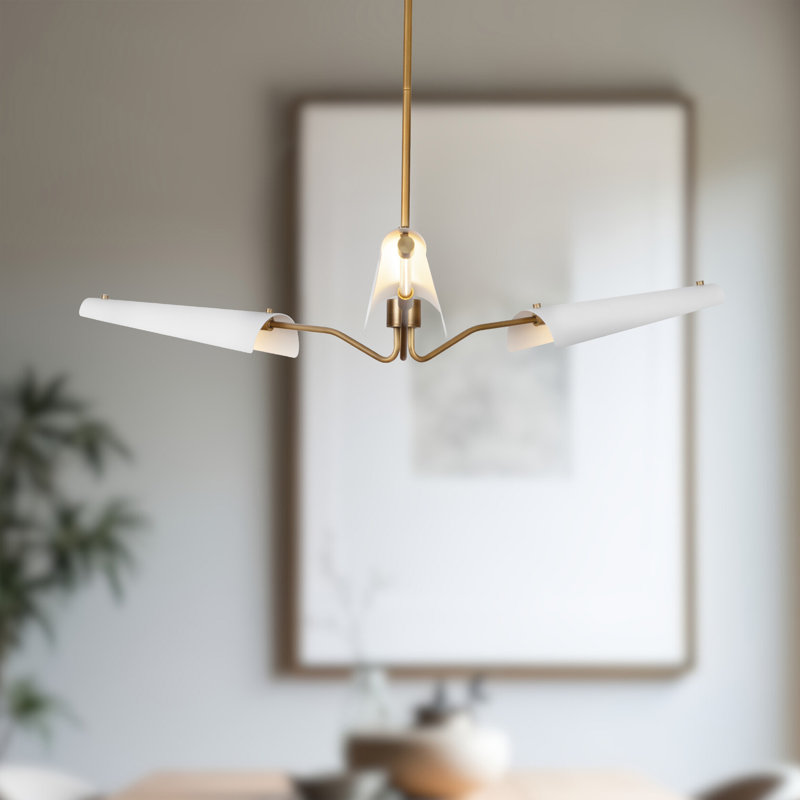 Lustre à DEL classique / traditionnel à 3 lumières Osorio, Blanc mat
