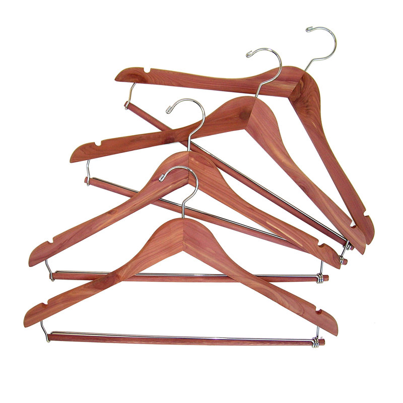CedarFresh Cedar Coat Hangers Eastern Red Cedar with Locking Crossbar and Slip‑Resistant Notches