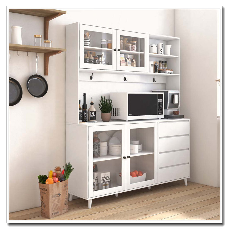 63" W Large Kitchen Hutch Cabinet
