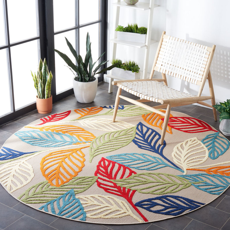 Dellon Performance Floral Indoor/Outdoor Area Rug, Round 3'