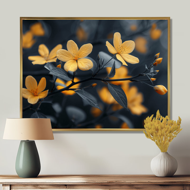 Gillies - Décoration murale cerisier en fleurs, Black Picture Framed, 16" H x 32" W