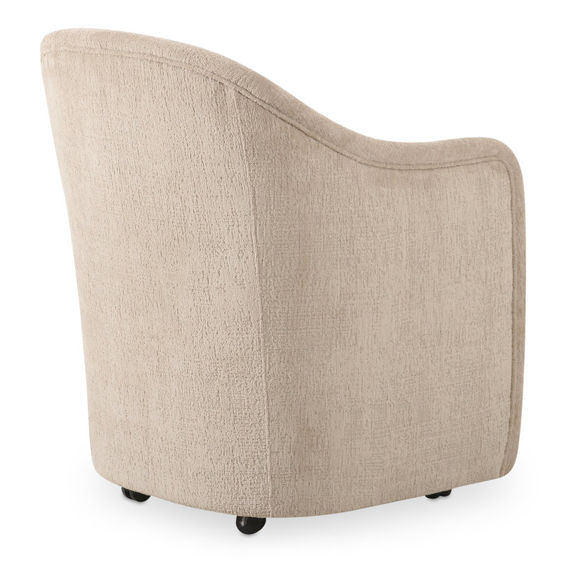 Denice Rolling Dining Arm Chair, Beige Performance Chenille