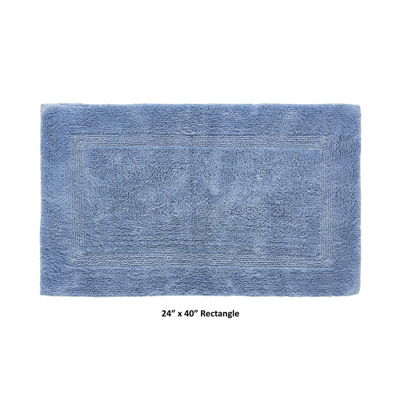 Rozanne Reversible Cotton Bath Rug, Dark Blue, 24" x 40" Rectangle