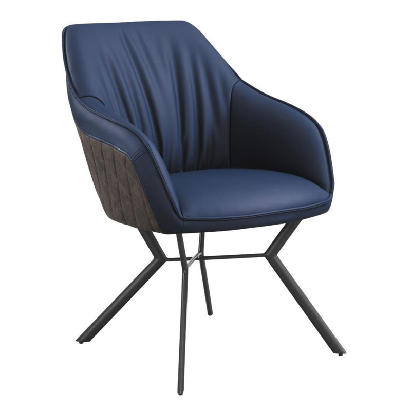 Chaise avec accoudoirs en polyuréthane Ariia - bleu / brun