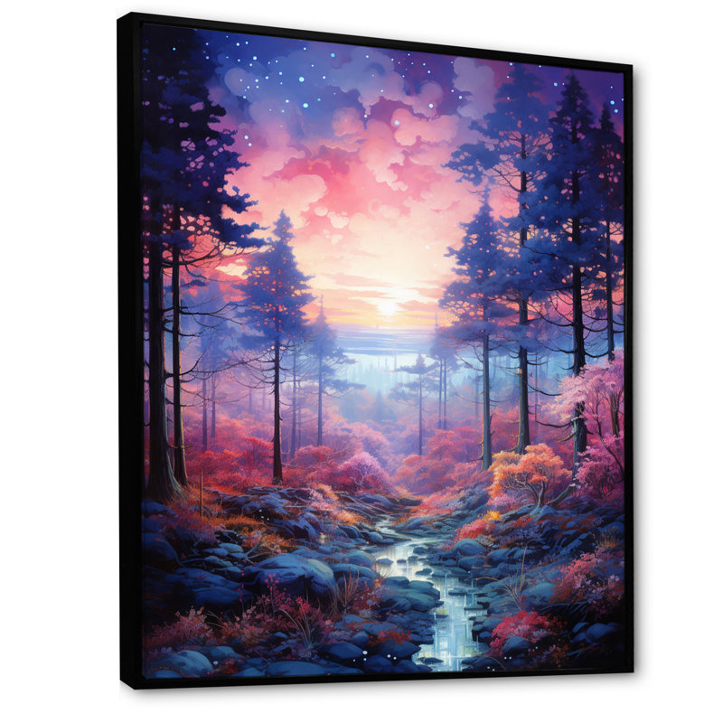 «Pine Tree Winter Twilight III», reproduction sur toile, H 32 po x l 16 po x P 1 po, Cadre flottant noir