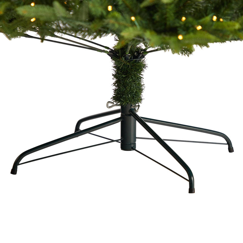 Sapin de Noël vert plume artificielle avec lumières DEL, H 8 pi