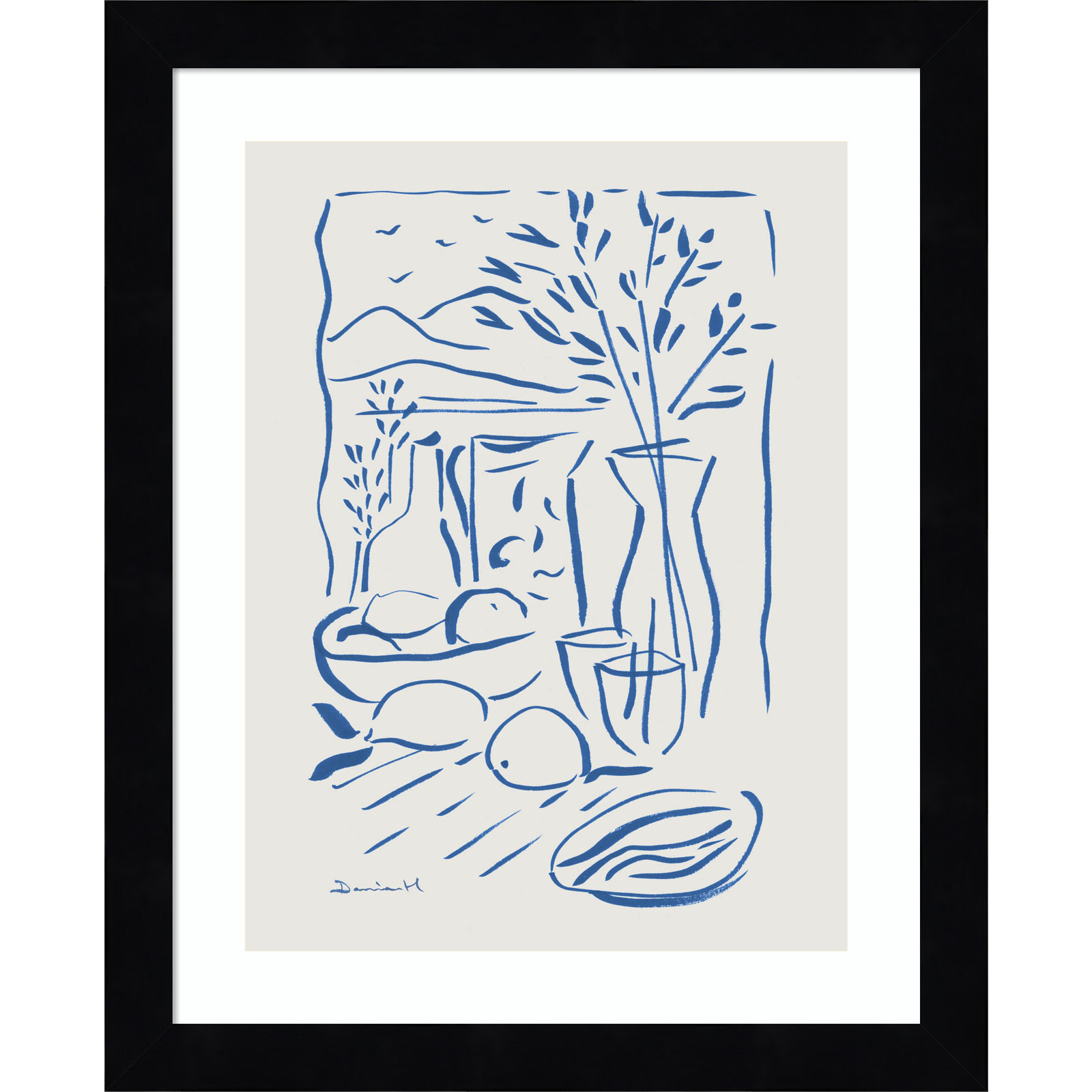 Cleve "Mediterranean View" Print, Black Framed, 13" H x 11" W