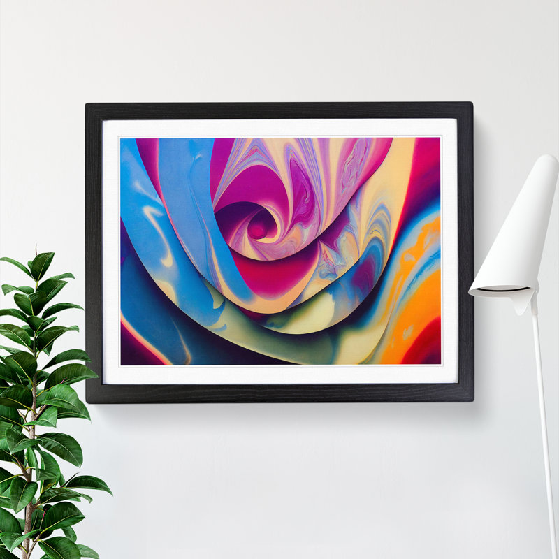 Pleasant Modern Abstract - Single Picture Frame Print, Black Framed, 46cm H x 64cm W x 2cm D