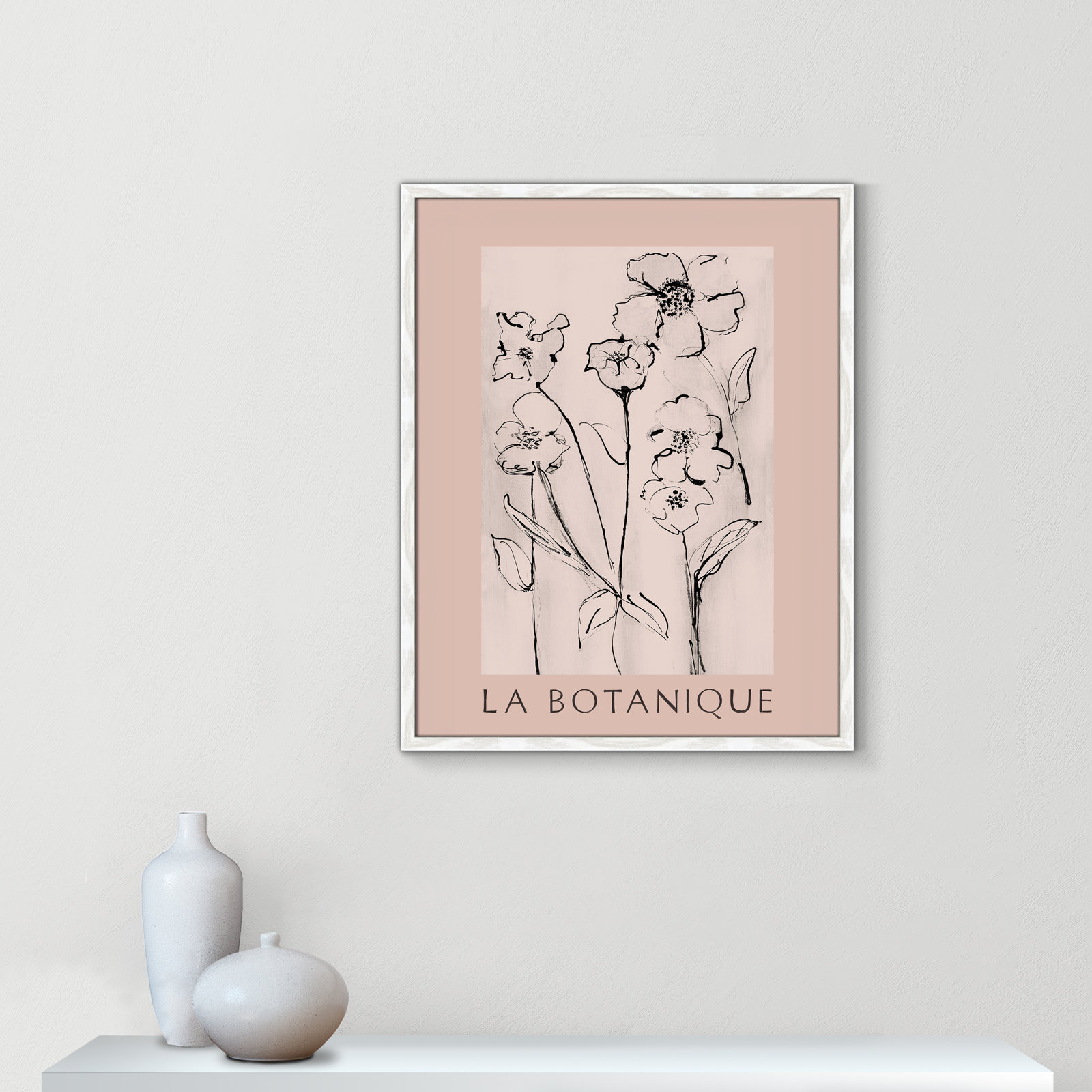 Riya "La Botanique" Print by Susan Jill, White Single Picture Frame, No, 29.5" H x 23.5" W x 0.75" D