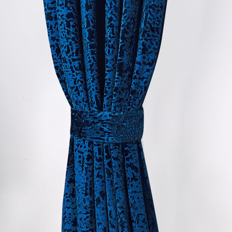 Adelen Velvet Blackout Curtain Pair, Blue, 117cm Width x 137cm Drop