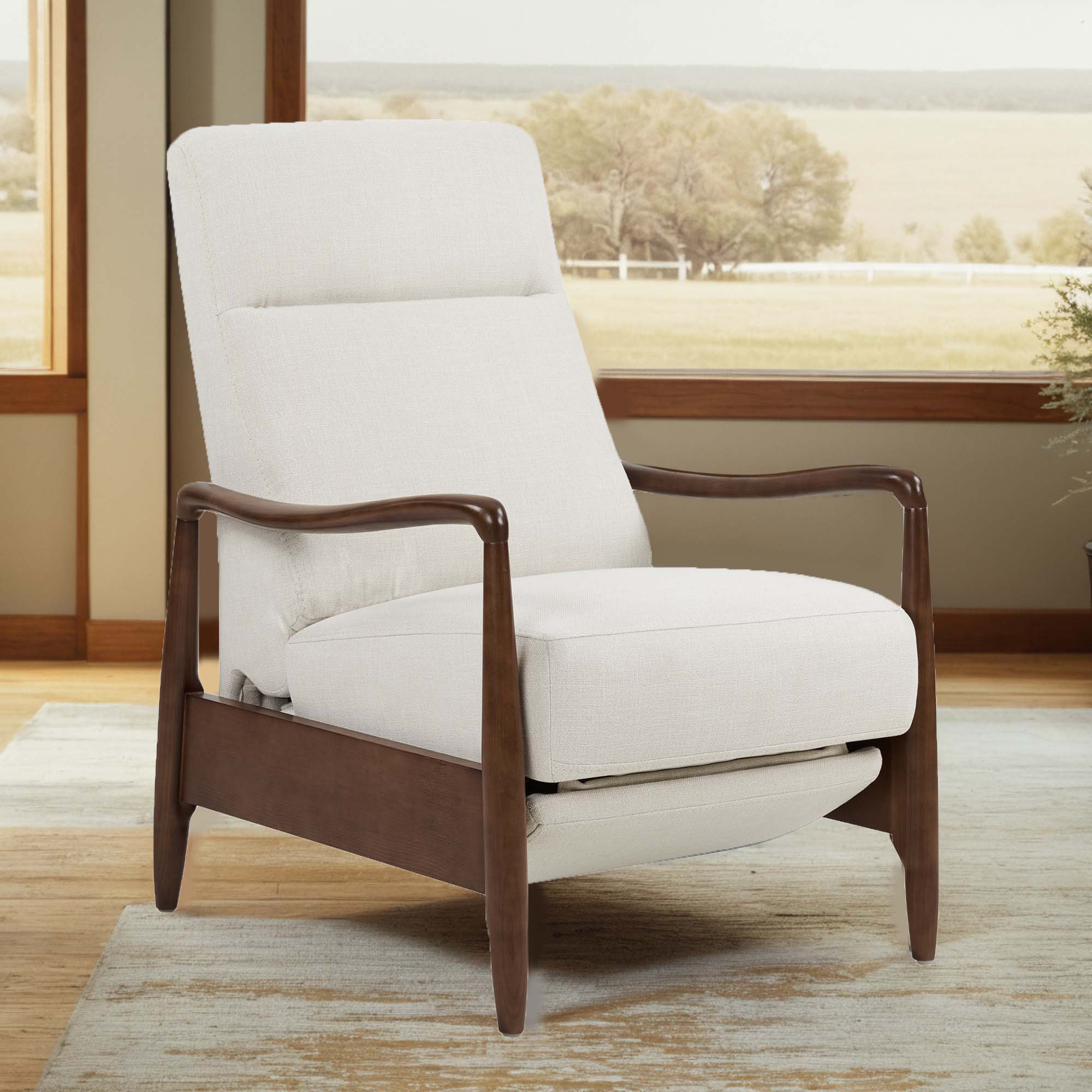 Beckett Upholstered Manual Recliner Armchair, Effie Linen Performance Linen