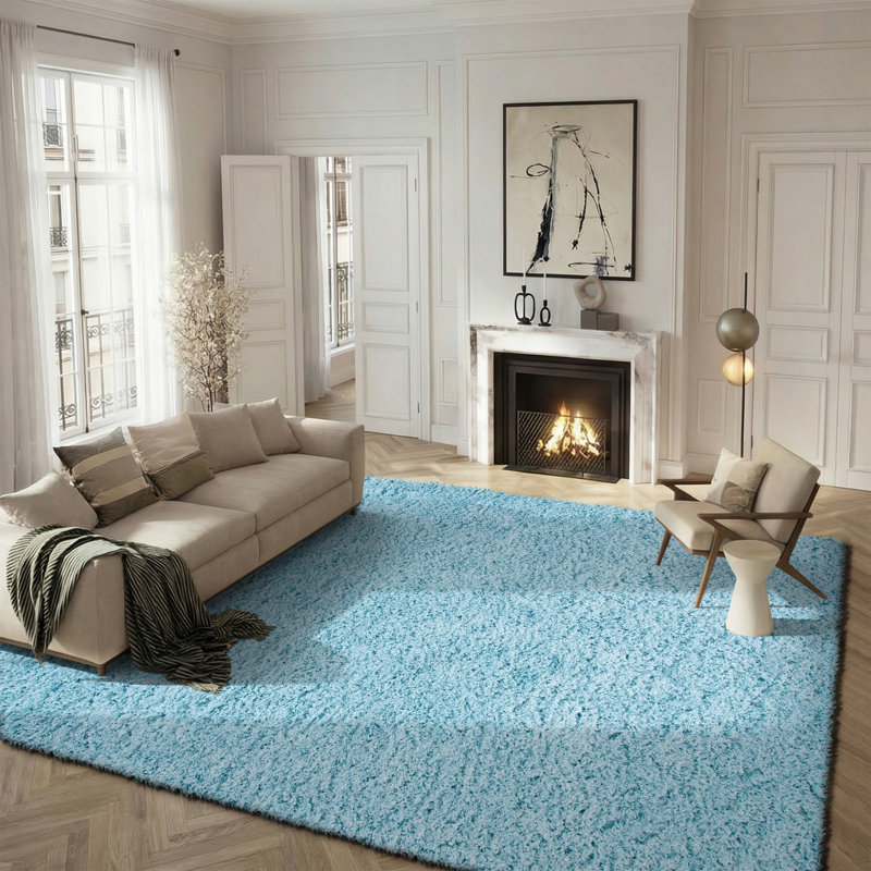Hermina Light Turquoise Area Rug, Rectangle 8' x 10'
