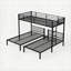 Lit superposé détachable à trois places pour chambre d'enfant, structure en métal noir de jais, séparable en trois lits simples individuels