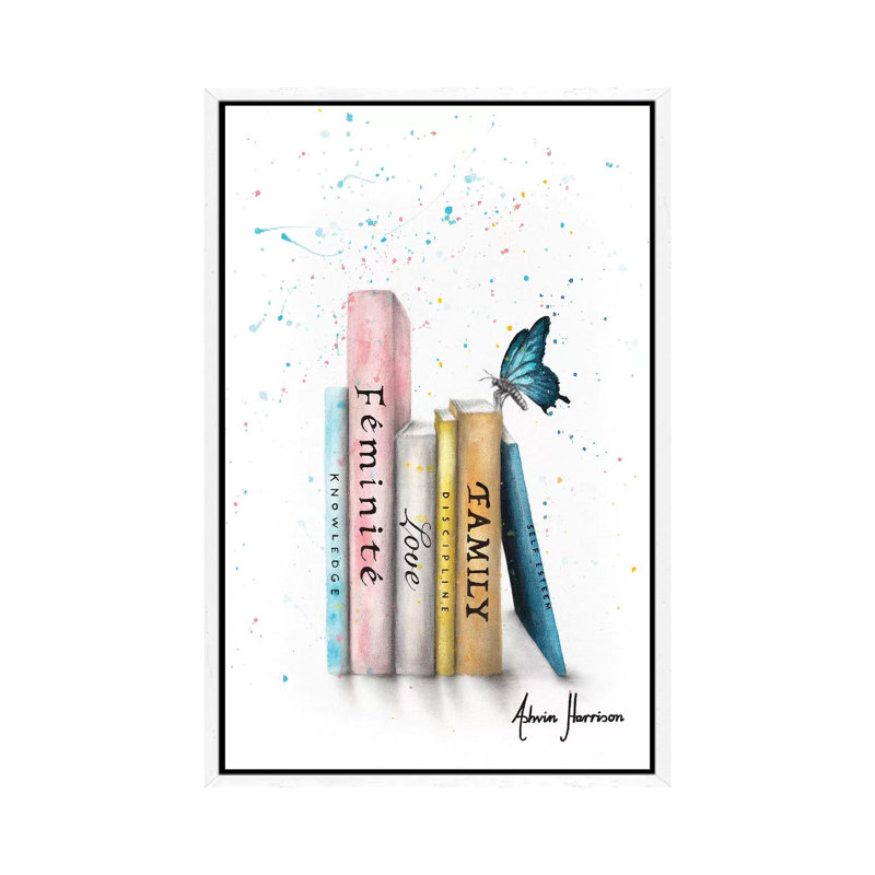 Books Of Her Journey by Ashvin Harrison - Print on Canvas, 101.6 cm H x 66.04 cm W, White Framed