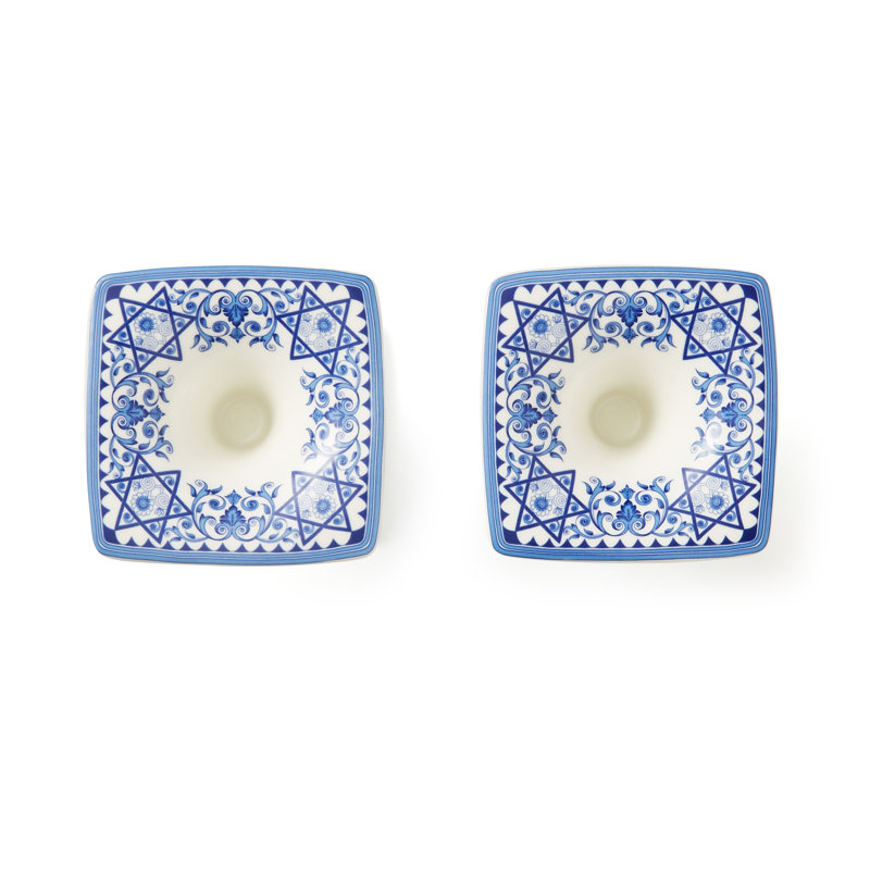 Spode Judaica Sabbath Candlesticks 7.5"