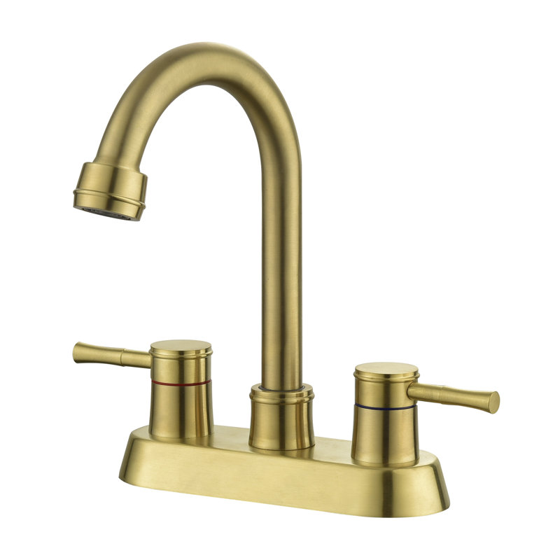 Centerset 2-handle Bathroom Faucet with Drain Assembly, Gold