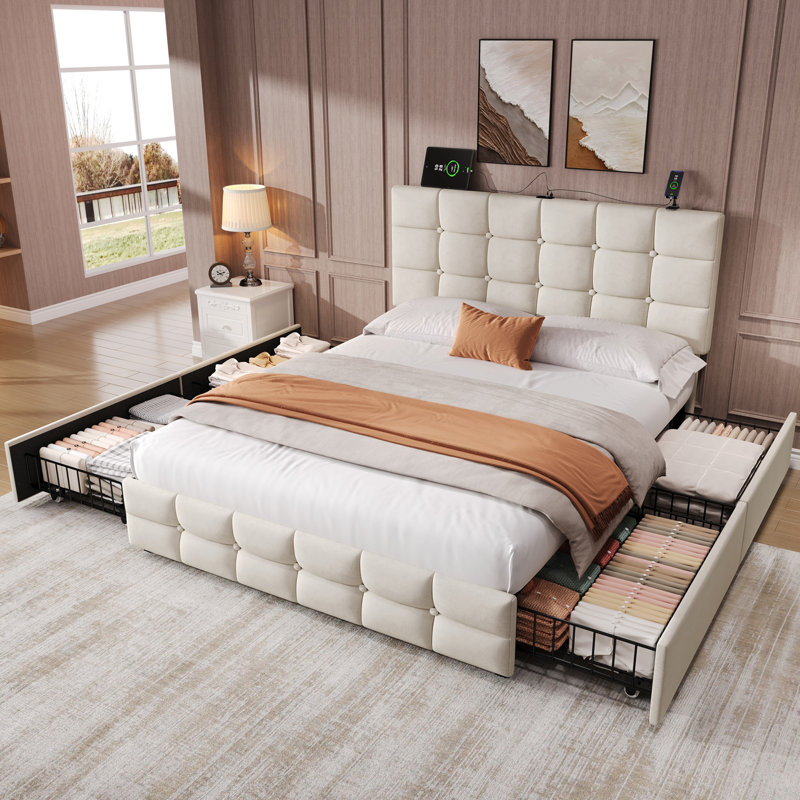 Storage Bed, Beige