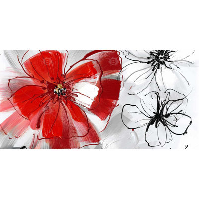 Red & gray flowers - 15.75"x31.50" Desk mat
