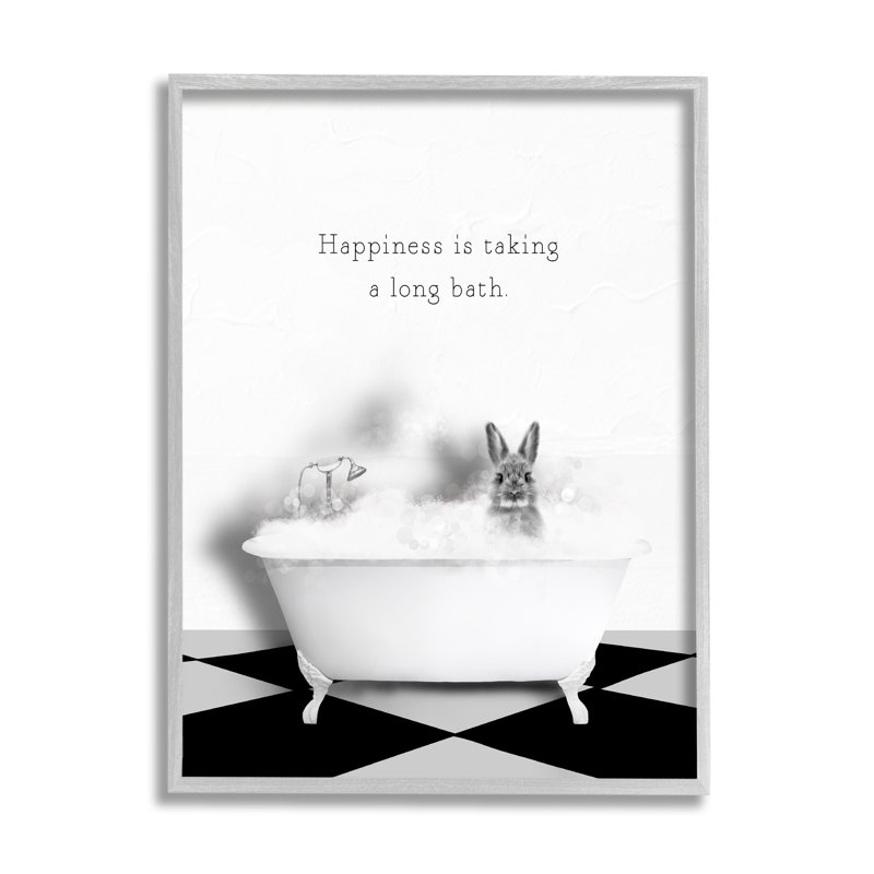 «Happiness Is Long Bath Bunny» par Leah Straatsma, Estampe numérique Farmhouse, H 14 po x l 11 po x P 1,5 po