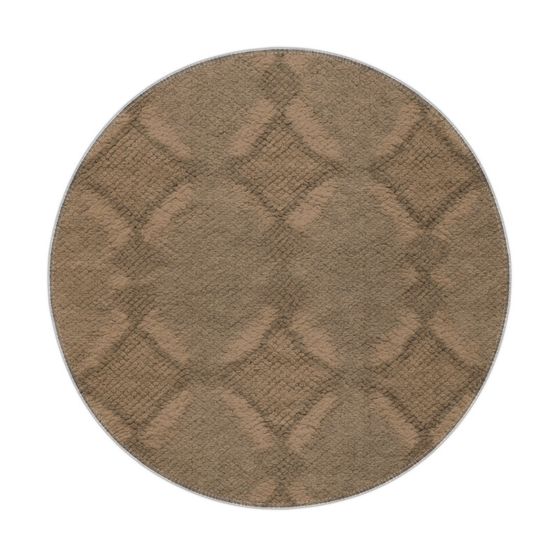Trellis Brown Indoor and Outdoor Area Rug, Round 5'
