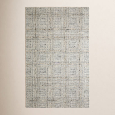 Armando Gray Ivory Hand-Tufted Plaid Wool Rug