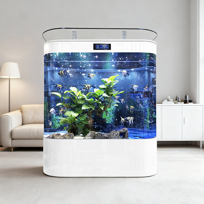 Réservoir d'aquarium à double arc avec filtre supérieur, 26,42 gallons (H 54,33 po x l 39,37 po x P 19,69 p, Blanc