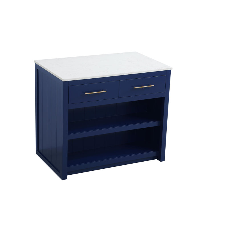 42 inch Kitchen Island, Blue/Gold