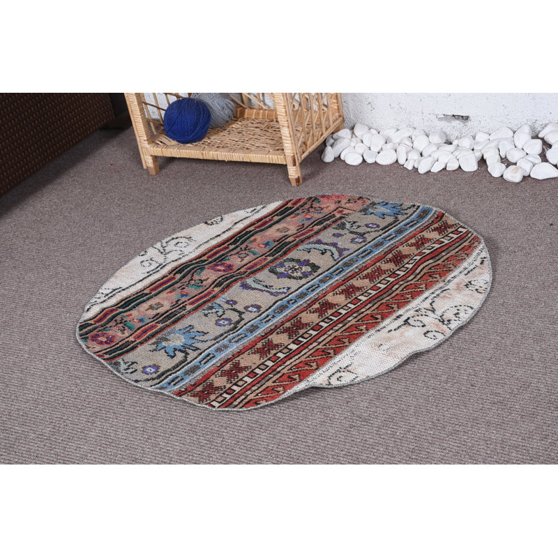 Tapis rouge Boho, tapis turcs, tapis de décoration intérieure, petits tapis de 3,1 pi x 3,1 pi, tapis rétro