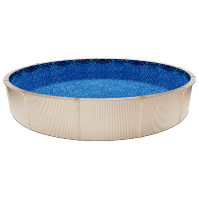 27ft Pool Liner, Round UniBead Swimming Pool Liner for 52 in Wall Height, Premium Vinyl, Easy Install with Leak-Proof Patches, Designed for Steel Sided Above-Ground,Outdoor, Boulder Swirl
