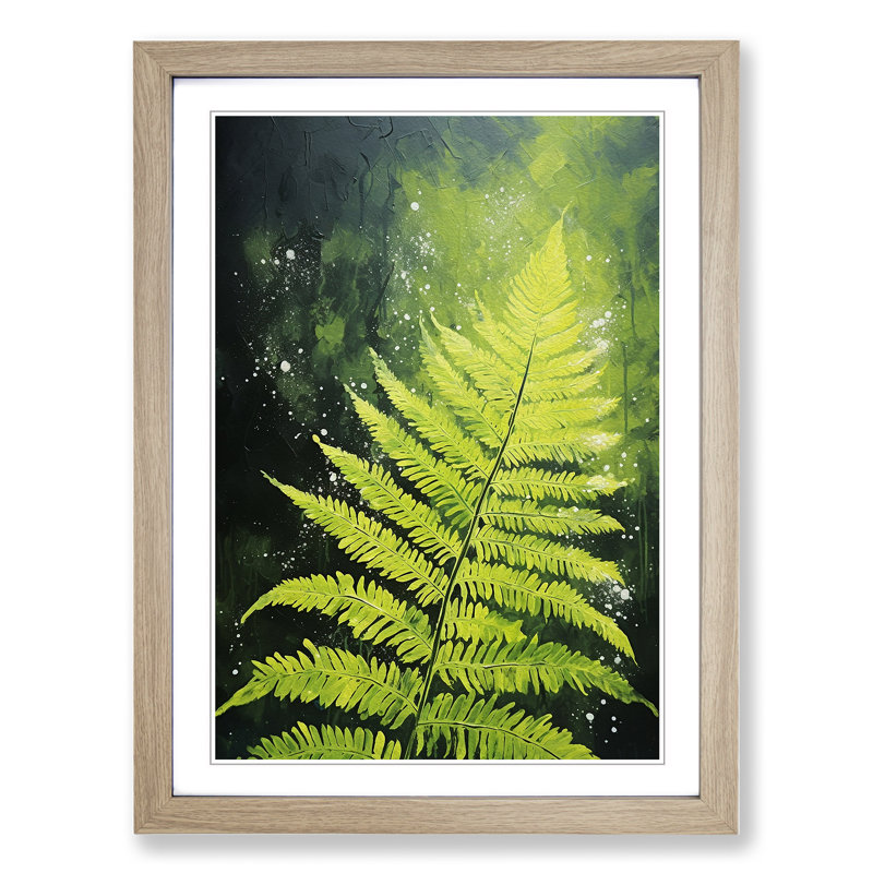 Fern Leaf Action Painting - Framed Print, Oak, 34cm H x 25cm W x 2cm D