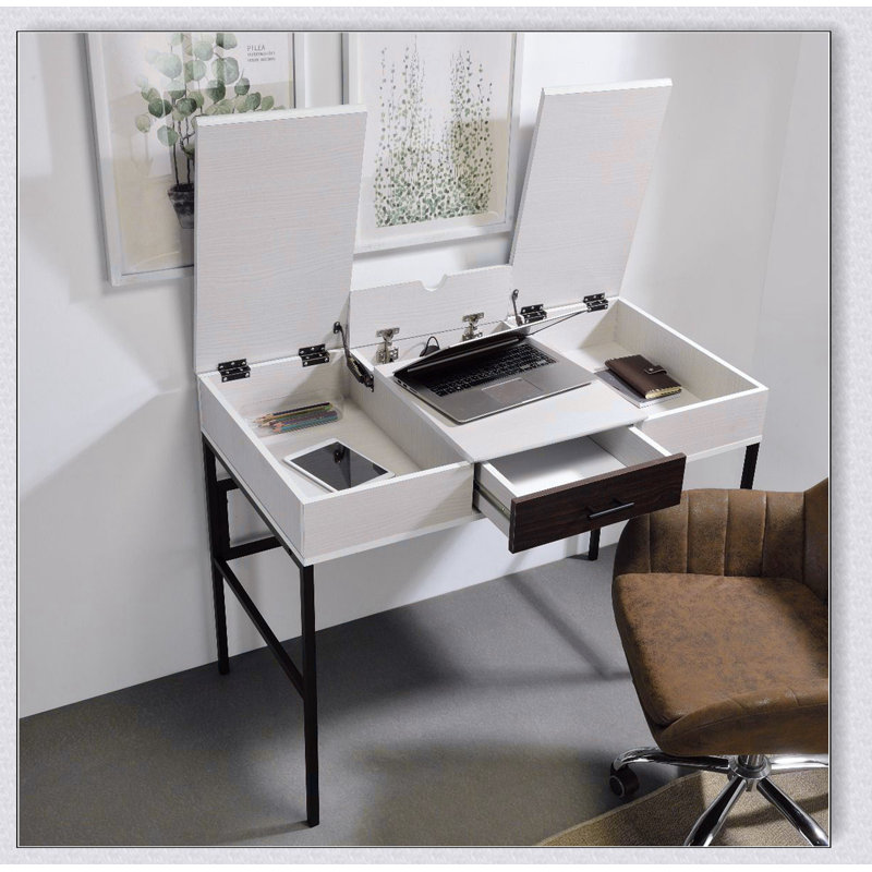 Verster Built-in USB Port Writing Desk, Natural & Black Finish