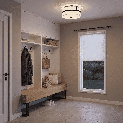 Plafonnier 2 lumières Meridian en laiton naturel
