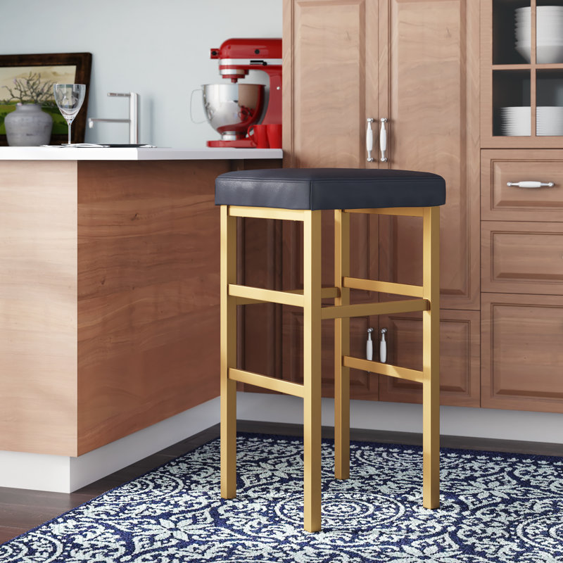 Tabouret de bar et de comptoir Fowey, Noir, Doré, Tabouret de bar (siège d'une hauteur de 30,12 po)