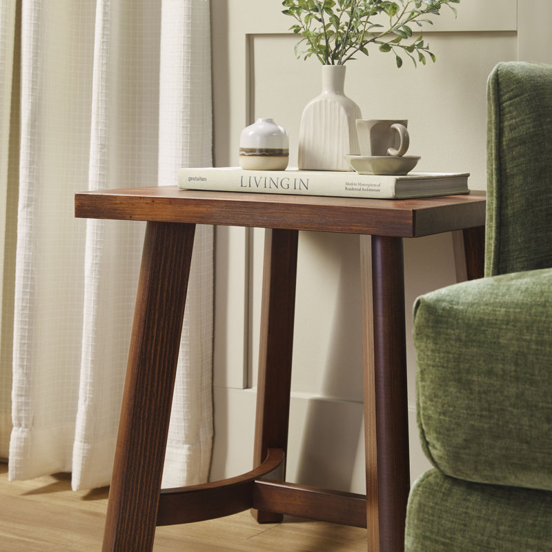  2-Pack Modern Farmhouse Rustic Solid Wood Square Side Tables, Medium Brown