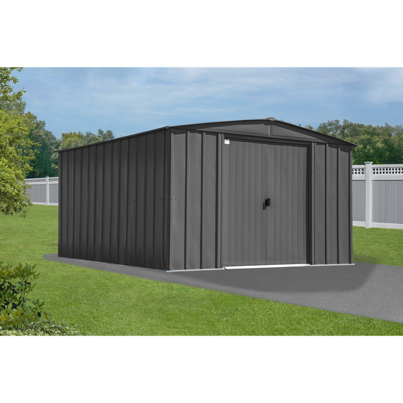 10 ft. x 14 ft. Charcoal Galvanized Steel Storage Shed