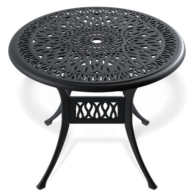 34.6-Inch Black Frame Cast Aluminum Patio Dining Table - Resistance, Comfortable Seat In Corrosion , Relaxing Atmosphere
