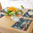 Polyester Multicolor Teal Red Rectangle Placemat