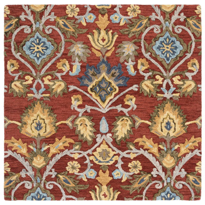 Tapis rouge / orange en laine touffeté à la main Hollaway
