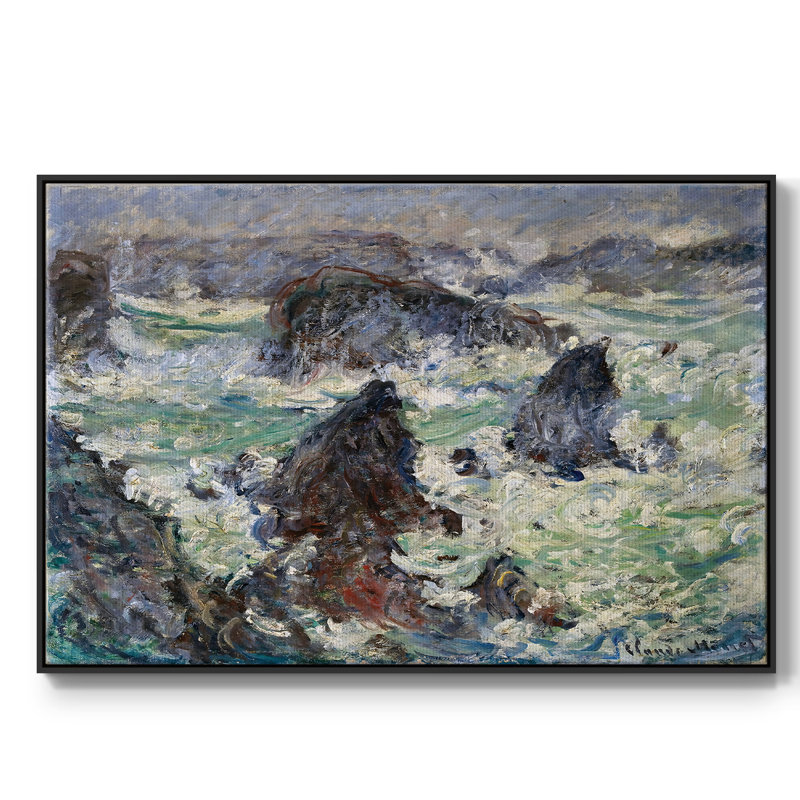 Tempête sur la côte de Belle, reproduction d'art sur toile, H 17 po x l 25 po x P 2 po, Noir