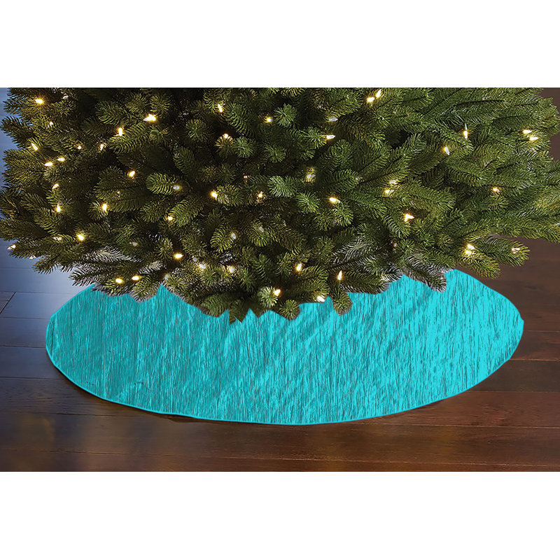 Jupe d'arbre de Noël en taffetas froissé, Aqua