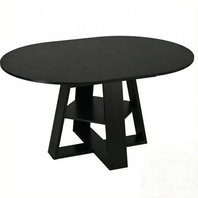 Extendable Round Dining Table for 4-8, Modern Kitchen Oval Table with Removable Leaves and Storage Shelf, Space-Saving Design