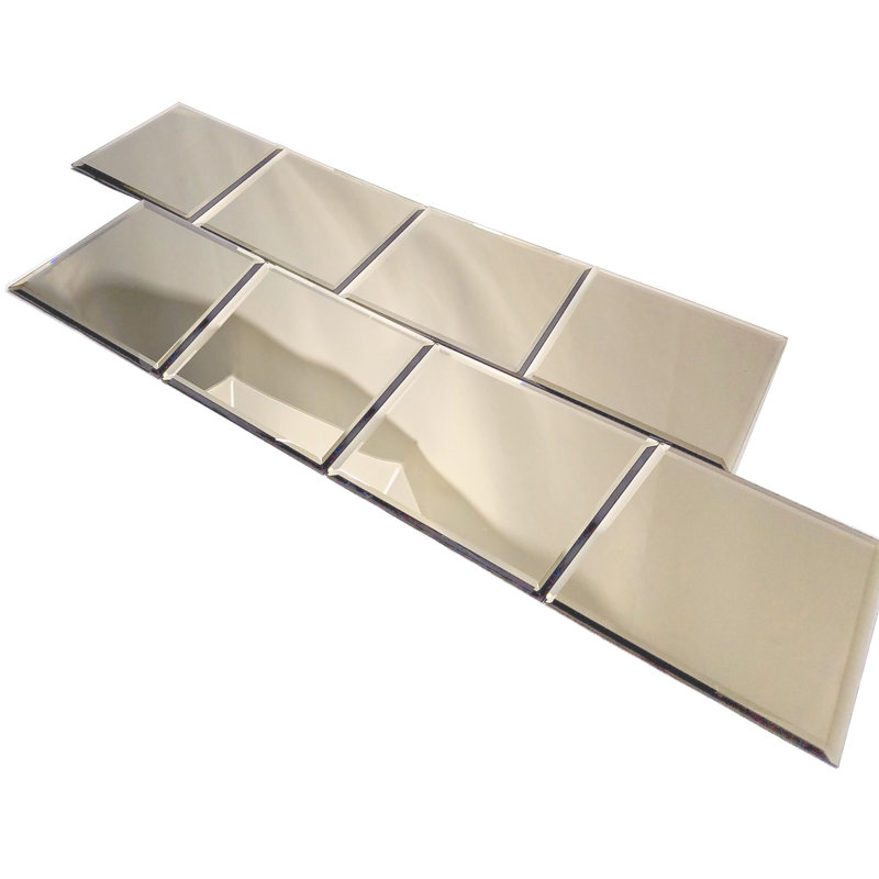 Reflections 8 in. x 8 in. Diamond Grade Glass Mirror Beveled Large Format Square Decorative Kitchen & Bathroom Wall Tile