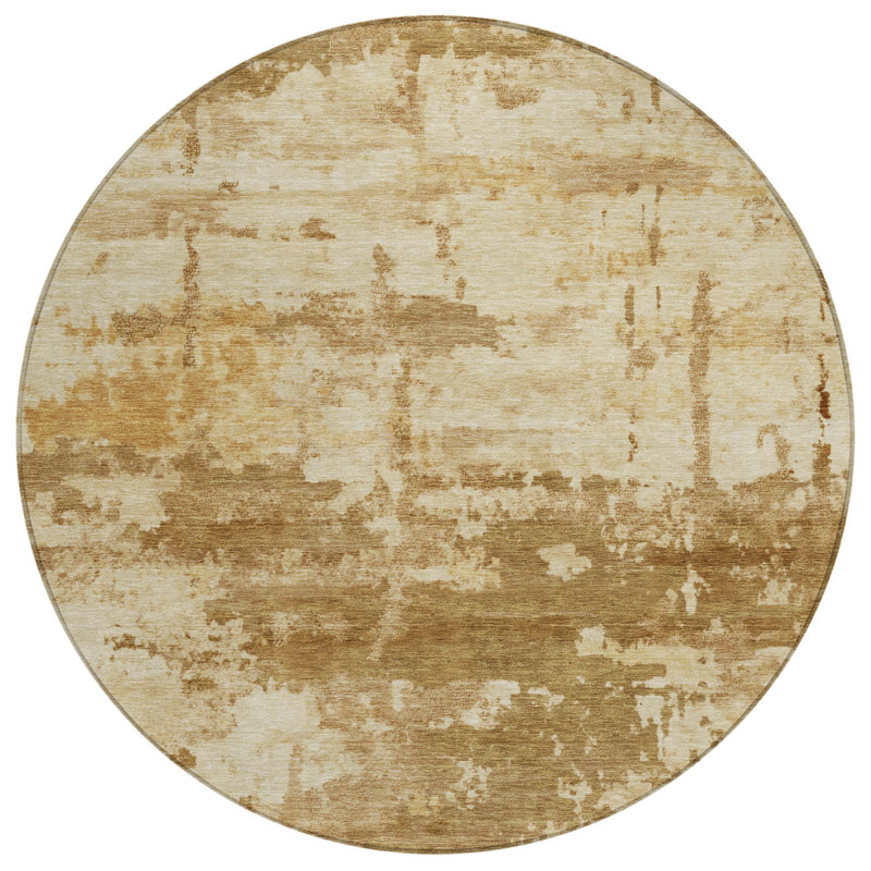 Machine Washable Indoor/Outdoor Earleville ACN2362 Abstract Rug, Round 8'