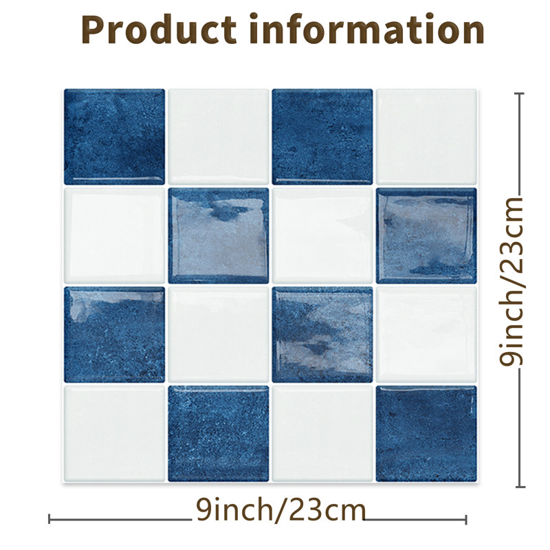 9" X 9" Peel & Stick Mosaic Tile,Vinyl Self Adhesive Tile for Kitchen Backsplash,10-sheet